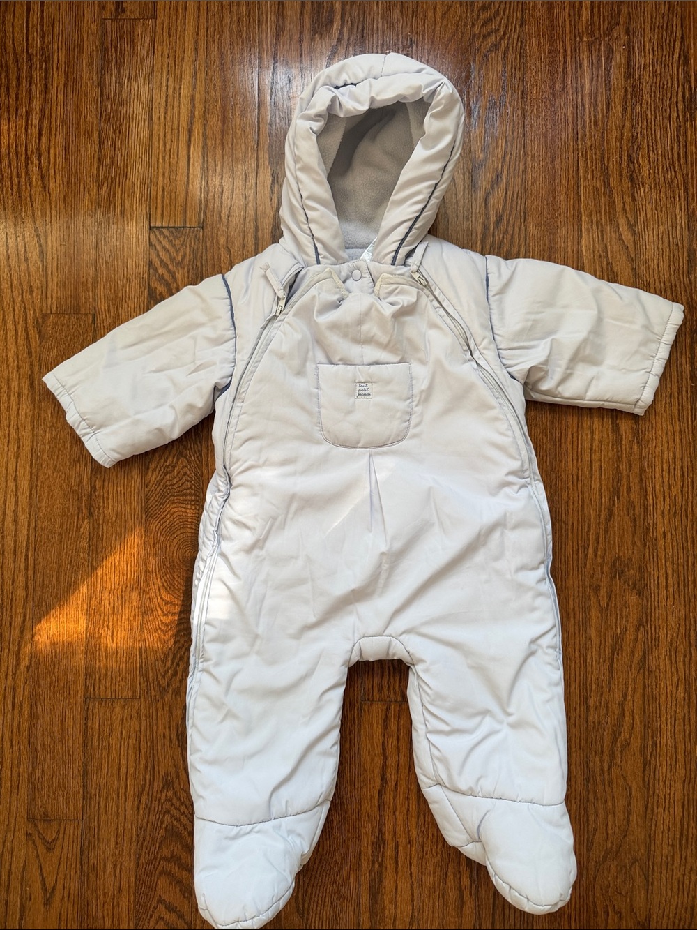 Jacadi Paris Baby Puffer Snowsuit Bunting 6M Hooded Fleece Lined